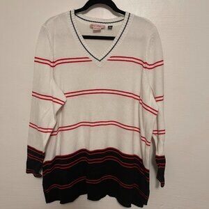In Every Story 100% Cotton Long Sleeve Nautical V Neck Women's Sweater XL‎